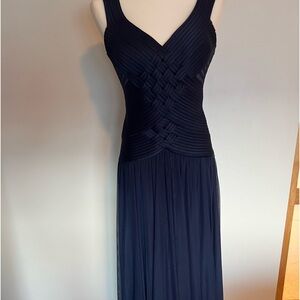 JS Collections Navy Long Evening Gown